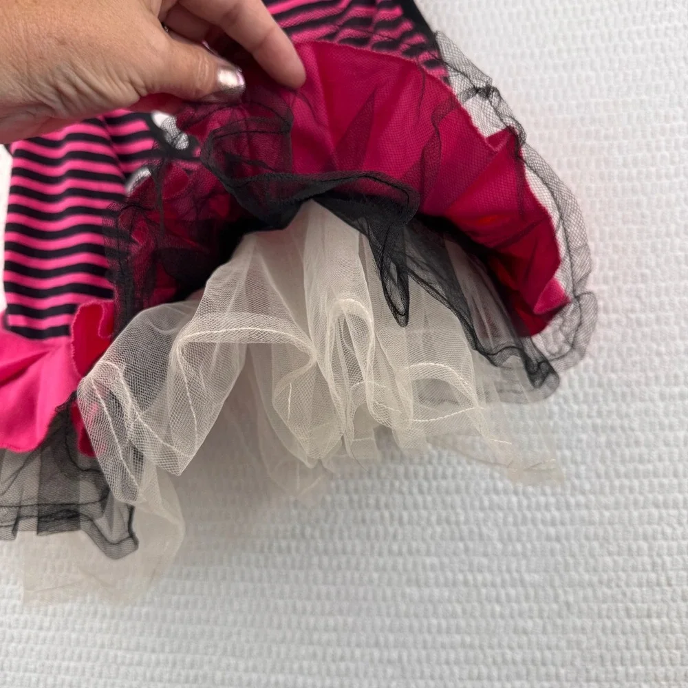 Bootique Dog Dress Size Large Pink Black Play Dead Skull Halloween Tutu 14in